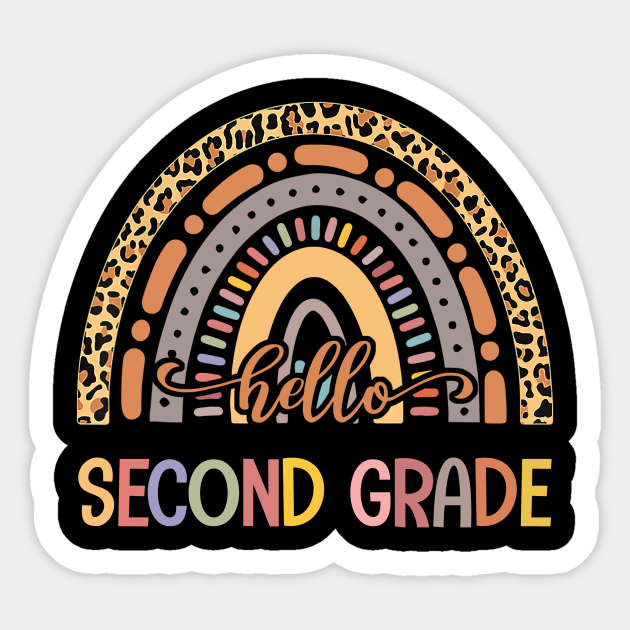 Hello Second Grade Leopard Rainbow Back To School Sticker by nakaahikithuy